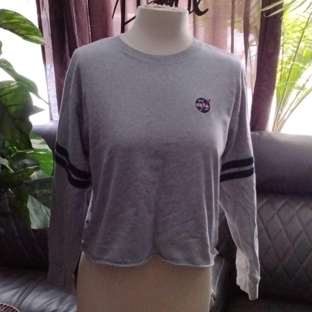Gray long sleeve crop tee